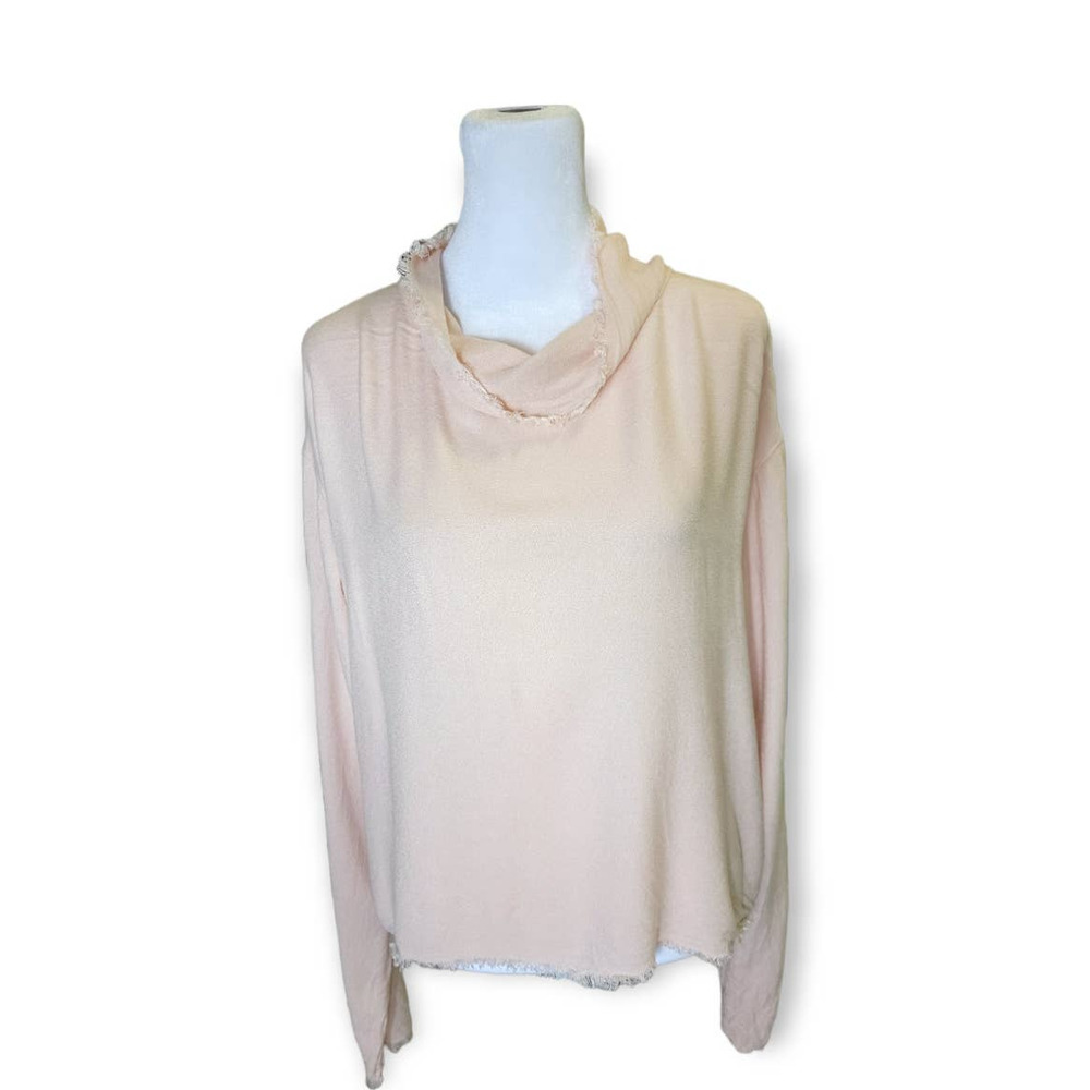 Cloth & Stone Frayed Edge Button Down Back Long Sleeve Top Size Medium